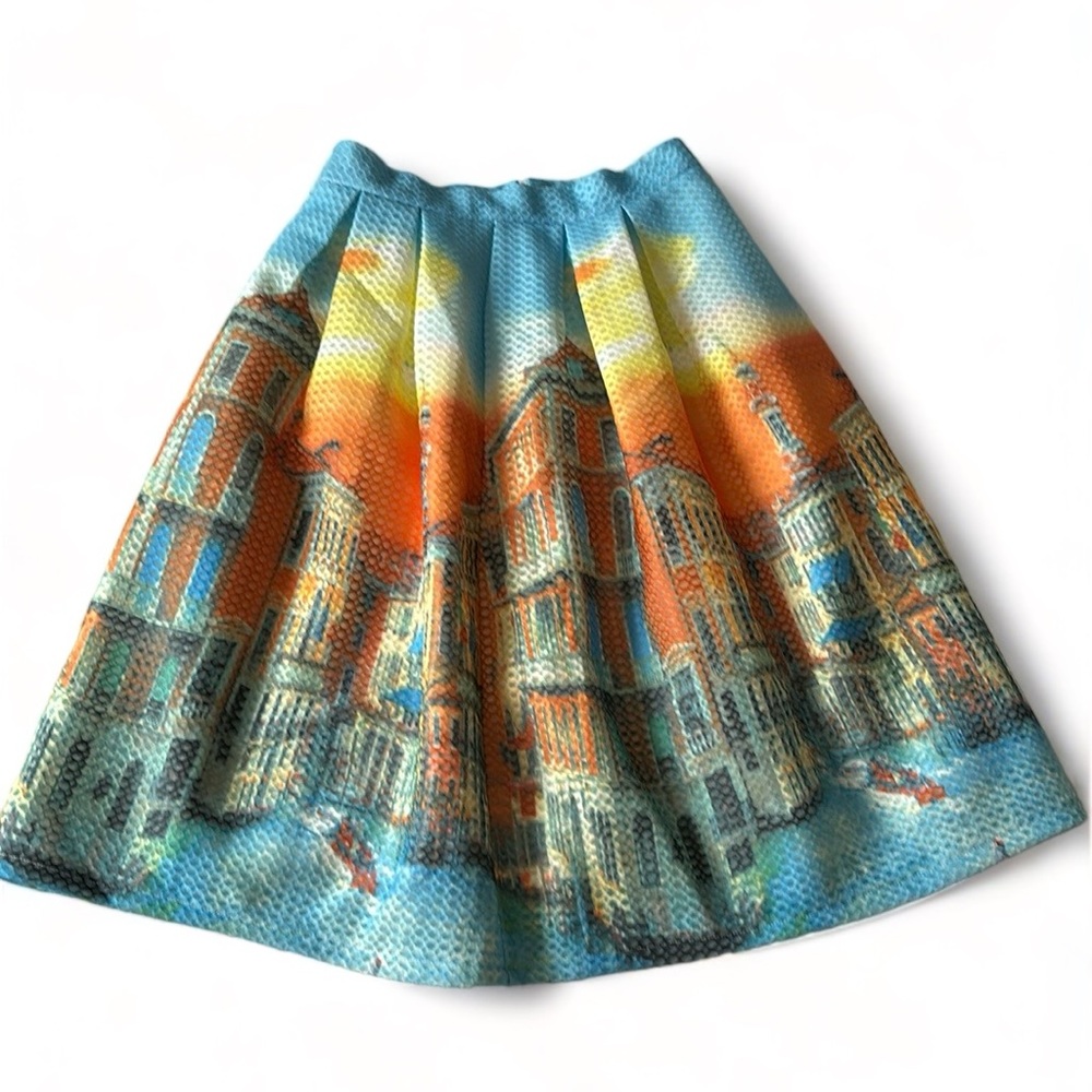 Jacquard A-Line Pleated Midi skirt, size Medium